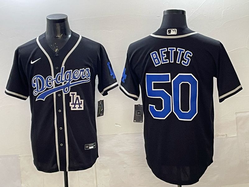 Men 2025 Nike Los Angeles Dodgers #50 Betts Black Game MLB Jersey 09->los angeles dodgers->MLB Jersey
